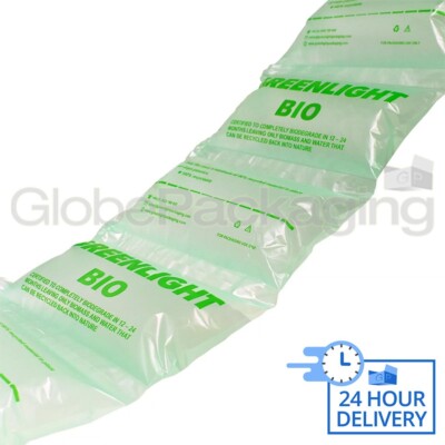 125 x GROSSE biologisch abbaubare grüne Luftkissen Kissen leer lose Füllung 200x200mm