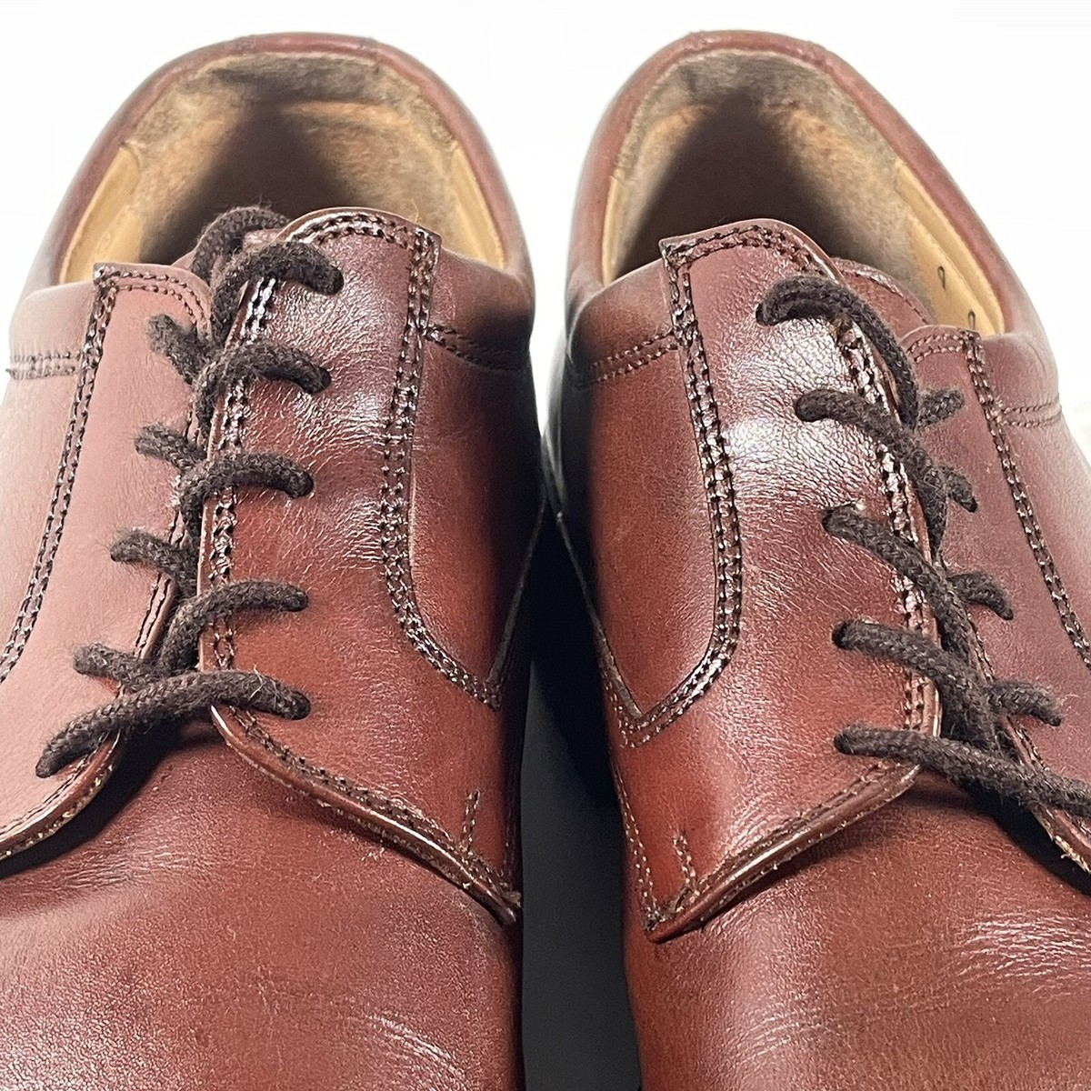 E.T. WRIGHT Dress Shoes Mens 10S Slim Brown Leather Oxford Italian Made Lace Up View 5