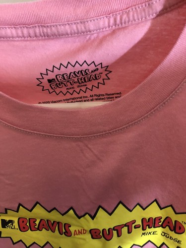 BEAVIS AND BUTT-HEAD MTV MIKE JUDGE MENS GRAPHIC TEE S/S SHIRT PINK LARGE NWOT L - Picture 3 of 4