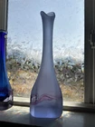 Hand Blown Frosted Murano Swung Vase Made In Czech Republic Vintage Palacek