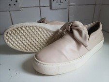 ZARA BASIC BEIGE WHITE LEATHER QUILT WOMEN PUMPS FLAT LOAFERS SHOES UK 8 EU 41