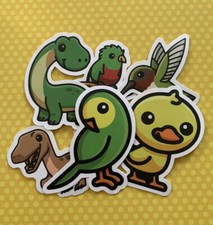 Lot Of 6 Vinyl Stickers Kawaii Tropical Birds Dinosaurs Laptop Waterproof Decals