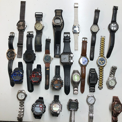 Approx 24 Assorted Mens Watches Untested Vintage New Parts Repair Good