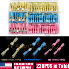 220Pcs Assorted Insulated Heat Shrink Wire Connector Spade Female Male Terminals