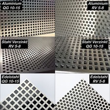 Große Auswahl Lochbleche Aluminium Stahl Edelstahl 1,5mm & 2mm  RV5-8  QG10-15