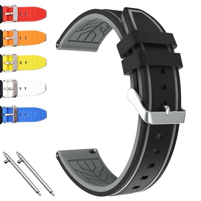 20 22 24 26 mm Silikon Uhrenarmband Ersatz Armbanduhr Gummi Band  Schwarz