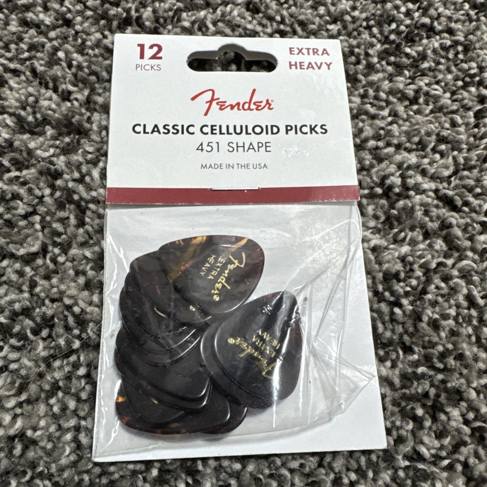 Fender 451 Classic Celluloid Shell Extra Heavy Guitar Picks 12-Pack