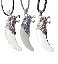 Halskette Anhänger Wolf Zahn Punk Wolfszahn Reißzahn Hund Löwe Tiger Panter