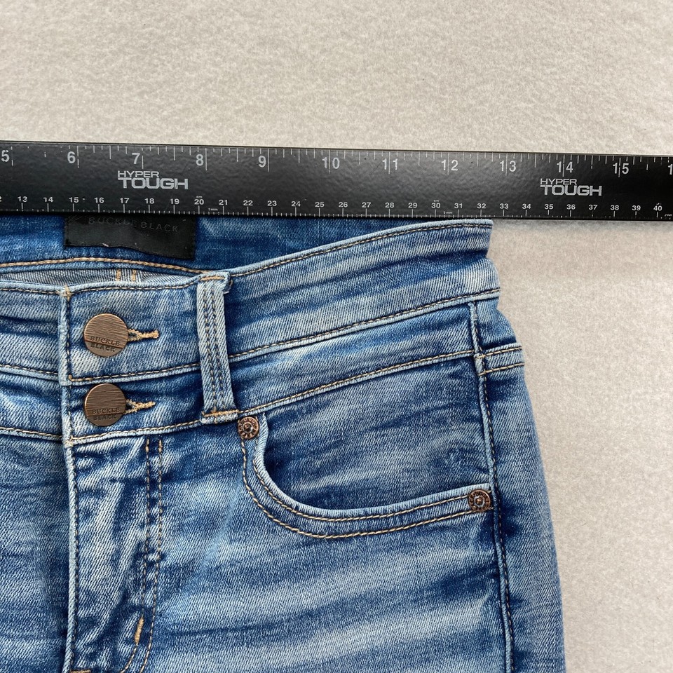 Buckle Black Jeans Women's 23x30 Straight Blue Stretch Denim Distressed