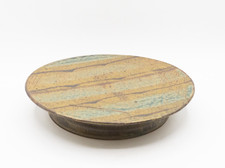 Deik Pierce Clay Works NC Pottery 9.5" Ash Glaze Cake Platter - Read Description