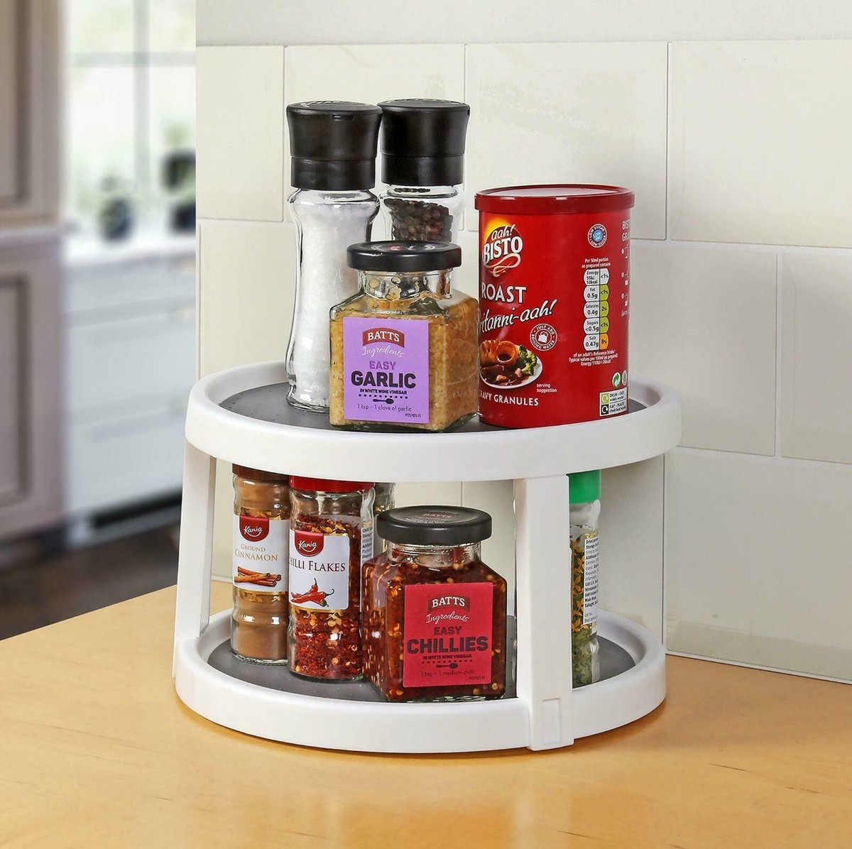 Tier Lazy Susan Turntable 360° Kitchen Food Pantry Cabinet