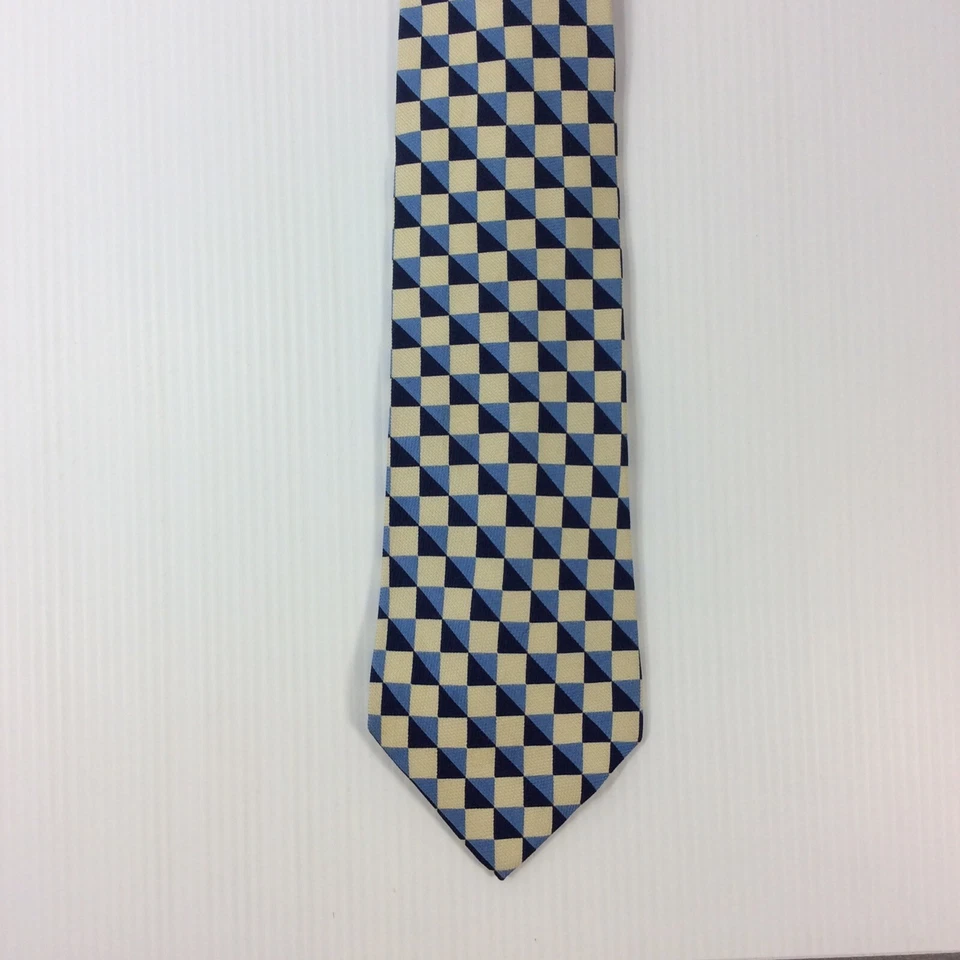 Corbata para hombre Nautica 3,75 pulgadas x 58 L azul seda negro beige tablero a cuadros Foto 3 de 4