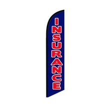 Insurance Blue Swooper Flutter Feather Flag  3ft W x 11.5ft Tall