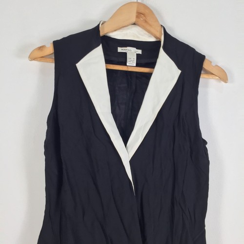 Mango womens tunic blouse top size XS black sleeveless Vneck viscose 057815 - Picture 2 of 8