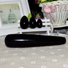 7 Inch Natural obsidian yoni wands  Set of 3 obsidian yoni eggs kegel exercise