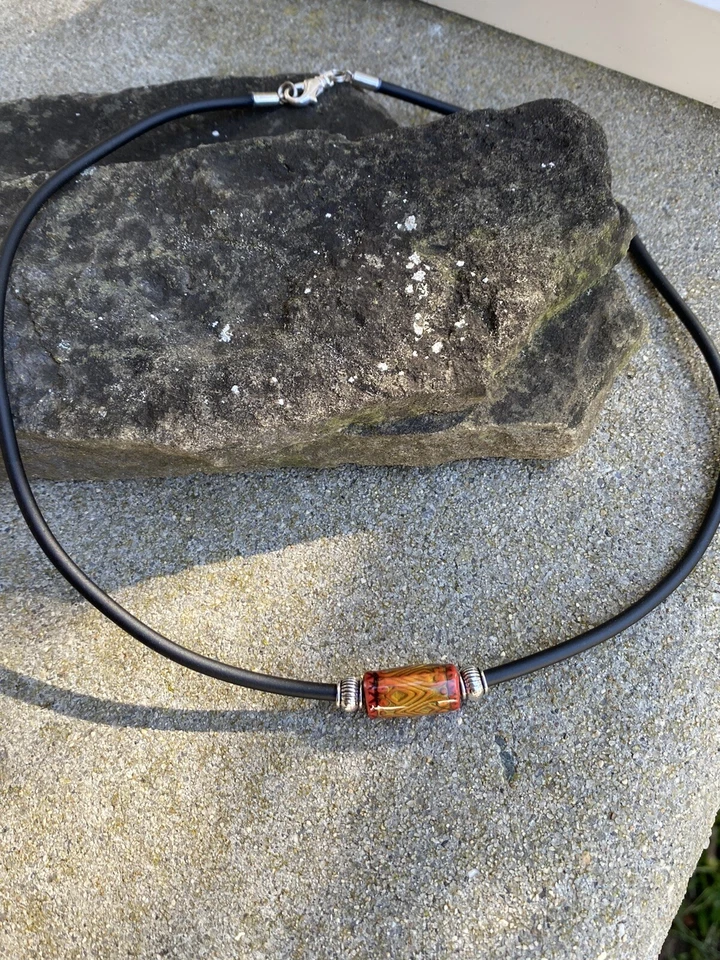 Mens Surfer Red multi-color Beaded Necklace choker - Image 2 of 4
