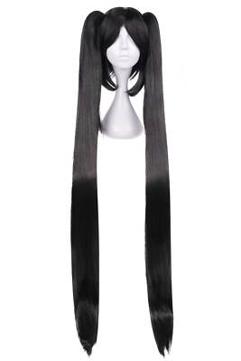 Hatsune Miku Cosplay Perücke mit sehr langen Zöpfen, 130cm | Schwarz, Grün, Blau