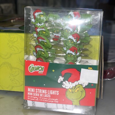 Dr. Seuss How The Grinch Stole Christmas 20 LED Mini String Lights NEW SEALED