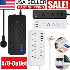 Wall Mountable USB Surge Protector Power Strip with USB Ports 4/8 Outlet Plugs