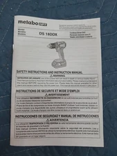instruction manual ONLY Metabo HPT - DS18DDX - 18V Sub Compact Driver Drill