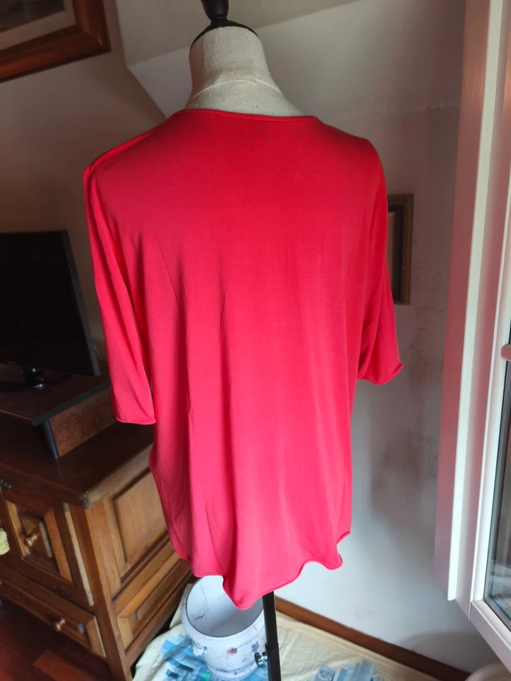 maglia blusa Armani collezioni rosa corallo viscosa tg 46 - Immagine 4 di 4