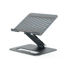 Adjustable Aluminum Laptop Stand with USB C Dock with 9-in-1 USB C Dock