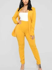 Yellow Long Sleeves Blazer & Long Pants