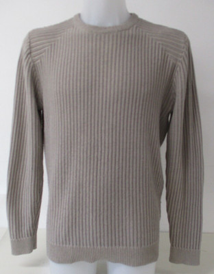 Matalan Jumper, Long Sleeve, Fine Ribbed Knit, Taupe, Medium, Fits 40'' Chest