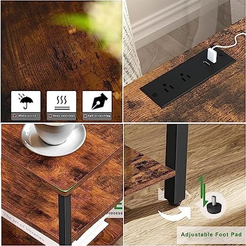 Sofa/Bed Side Table with Charging Station | 2 Outlets & 2 USB Ports | Large Size - Picture 4 of 4