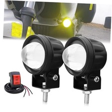 LED Yellow Fog Lights with Switch Motorcycle Spotlights Yellow White 2.2