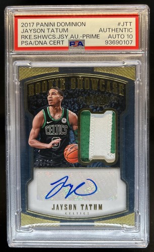 2017-18 Dominion Jayson Tatum Rookie Showcase Patch Auto #/10 PSA AUTH