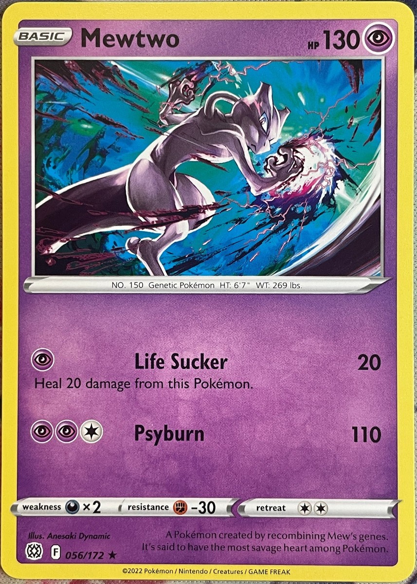 pokemon card 056 172 TCG Psychic / 130 / Basic Mewtwo (056/172) [Sword & Shield: