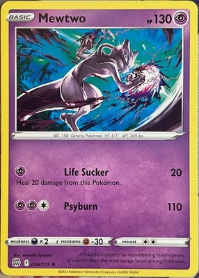 pokemon card 056 172 401 Games Canada - Mewtwo - 056/172 - Alternate Holo [1PP] Psyburn (110) Weakness / Resistance / Retreat Cost Mewtwo Rare - 056/172 -