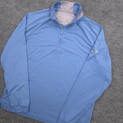 Johnnie O Performance 1/4 Zip Pullover Mens L Blue Pinstripe Marlborough MA Golf