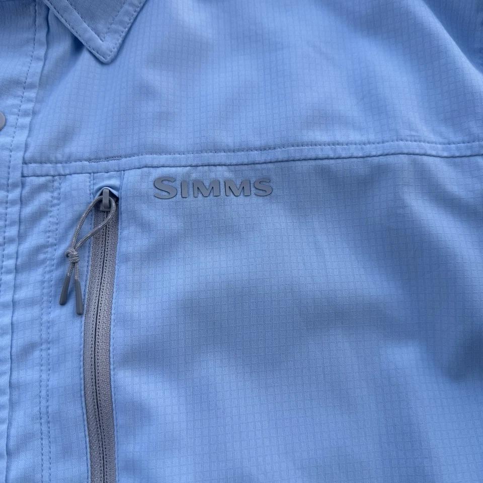SIMMS Fishing Shirt Mens L  Blue Long Sleeve Button Up Tech Outdoor - Image 2 of 4