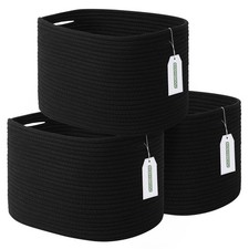 Cotton Rope Storage Basket, 15x10x9 Inches, Woven Basket for Shelves, Clothes...