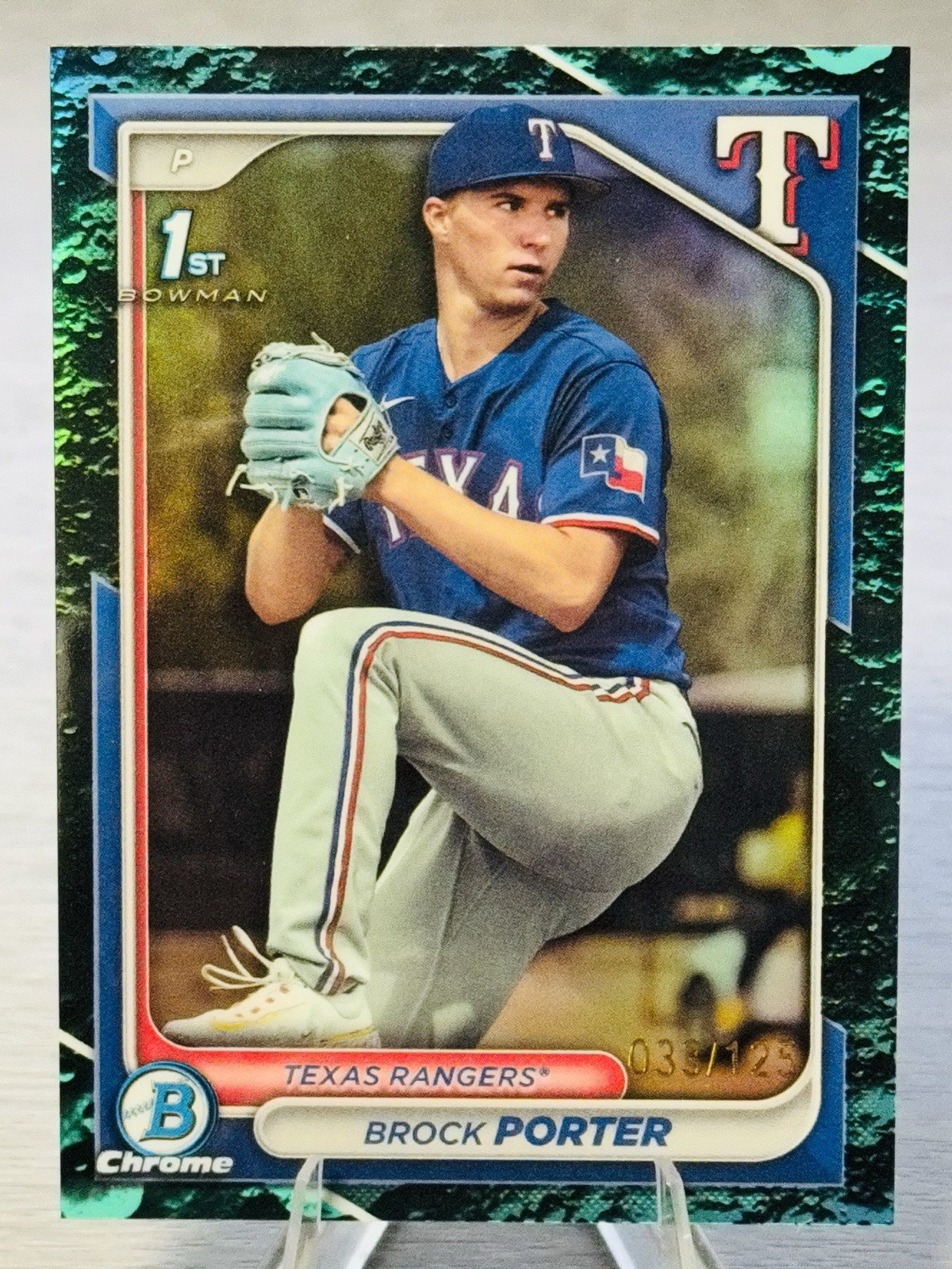 🌔⚾️BROCK PORTER 2024 Bowman Chrome 1st Aqua Lunar Refractor /125 #RANGERS!⚾️🌖