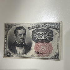 US Fractional Currency 10c Ten Cents Note - Front & Back, Circulated Uncertified