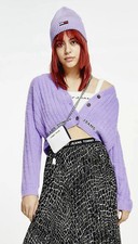 Tommy Hilfiger Crop Furry Cardigan/Violet/Size M/NWT