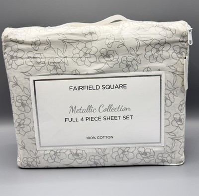 Fairfield Square Silver 300-Thread Count Metallic Cotton 4-Pc FULL Sheet Set