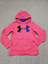 Under Armour Sweatshirt Girls Youth Medium Cold Gear Hooded Pullover Pink