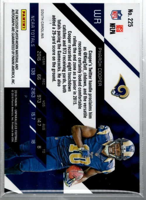 A9168- 2016 Panini Unparalleled Orange #225 Pharoh Cooper Auto Jersey /49 -NM-MT - Image 2 of 2