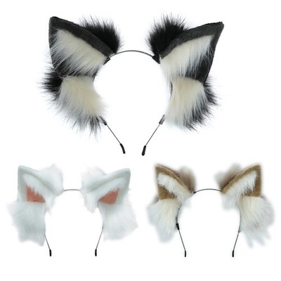 Anime Plush Furry Canine Ear Headband Handmade Hair Hoop Party