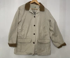 L.L.Bean Field Chore Barn Jacket Beige Corduroy Woman’s Large 0WY22 VTG Read