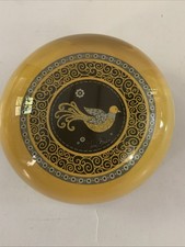 Vera Bradley Glass Paperweight Yellow Bird  Velvet Bottom 3-1/2” Diameter EUC