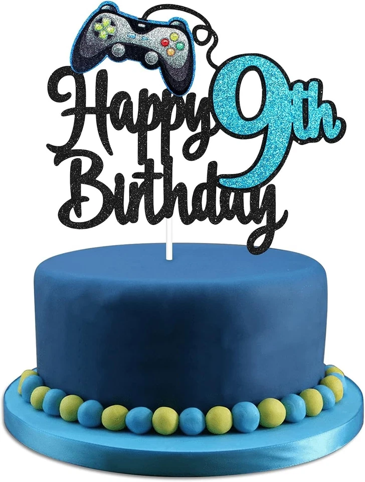 Videojuego Feliz 9º Cumpleaños Cake Topper - Videojuego Niño 9º Cumpleaños Par... Foto 2 de 4