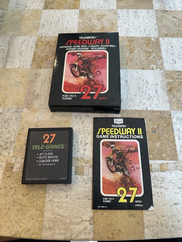 Sears Telegames Speedway II Atari 2600 CIB Complete w/ Box Manual GateFold  - Image 2 of 4