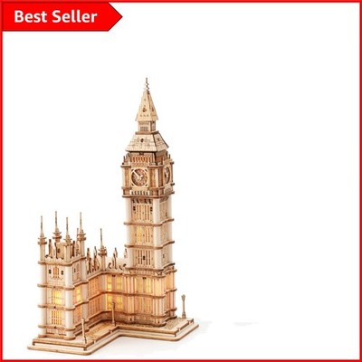Batteriefreies Big Ben Bastelmodell aus Holz - perfektes DIY-Geschenk für jedes Alter