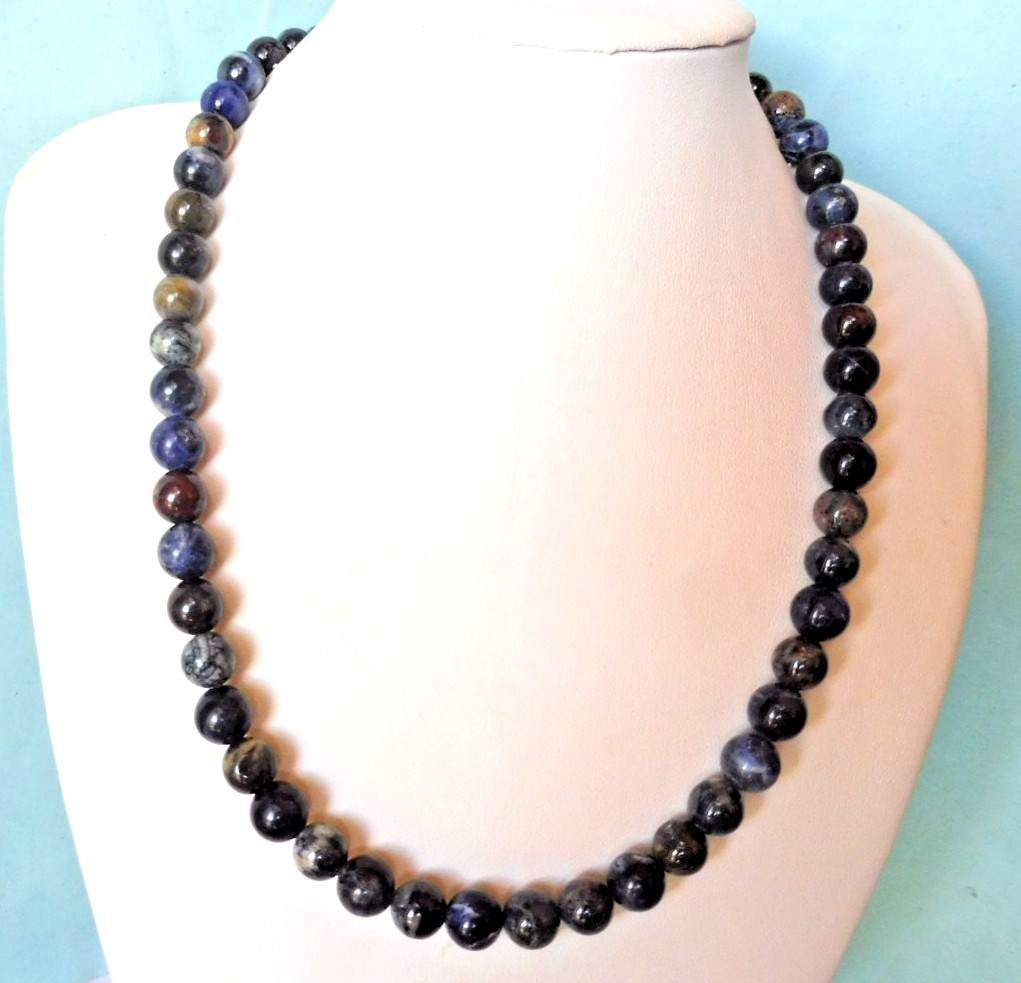 Collier en Pietersite naturelle 8mm - Bijou Argent Massif contre le stress