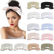 12 Pack Wild Floral Bow Headbands for Women Elastic Headwraps Hair Band Yoga ...